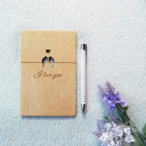 Birds in Love Wooden Greeting Card — main product photograph