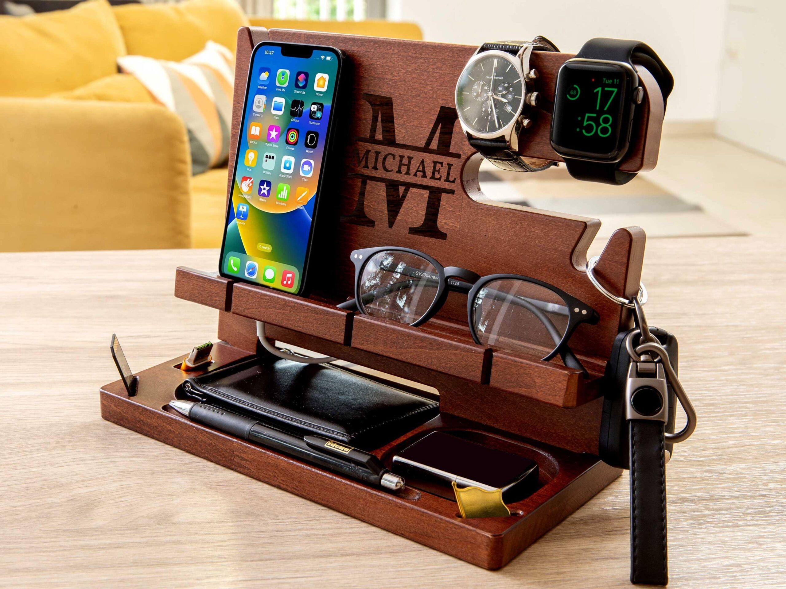 Personalised Walnut Docking Station — Classic — main product photograph