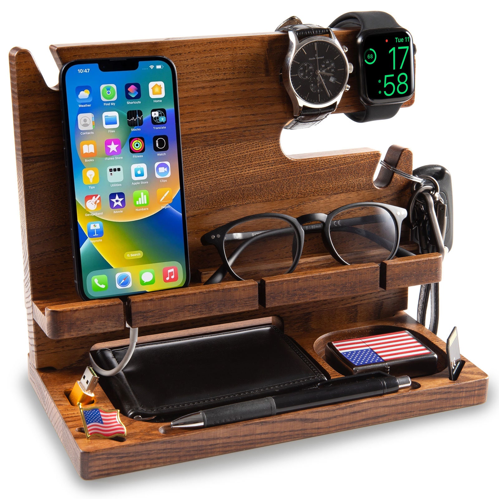 Personalised Walnut Docking Station — Classic — detail 13