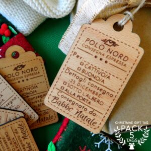 Santa Wooden Gift Tags — Set of 5 — main product photograph